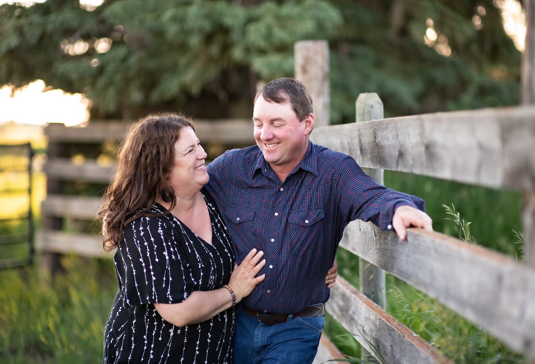 The writer and her farmer husband on their farm in Canada.