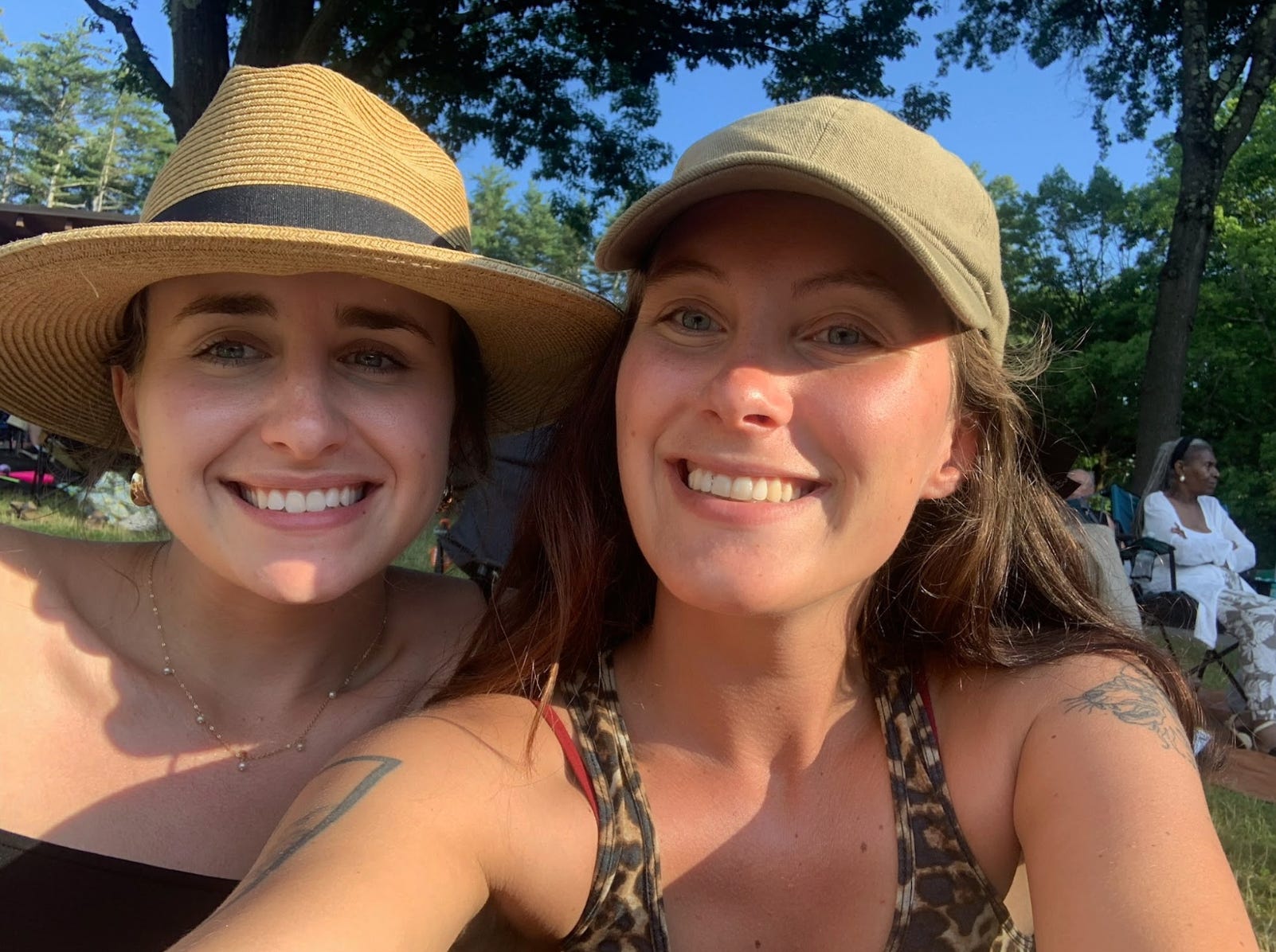 The writer and her friend in her new home city of Saratoga Springs, New York.