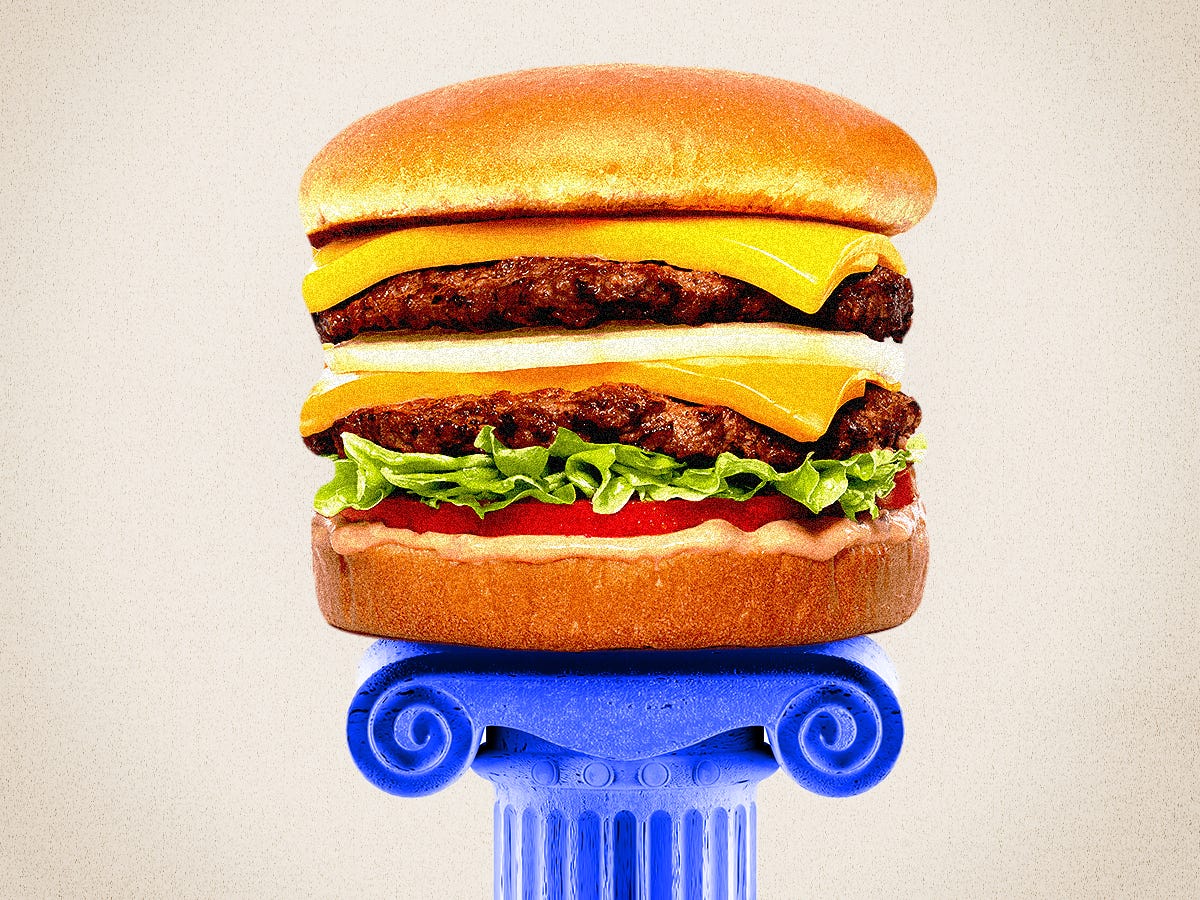 In-N-Out burger on a pedestal.