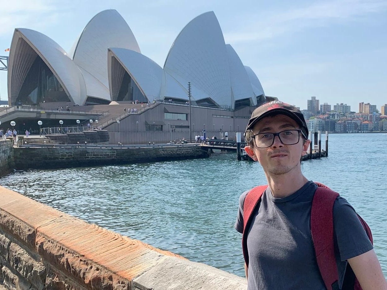 Matt Lillywhite in front of the Sydney Opera House