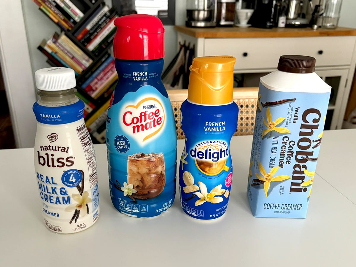Vanilla coffee creamers on counter