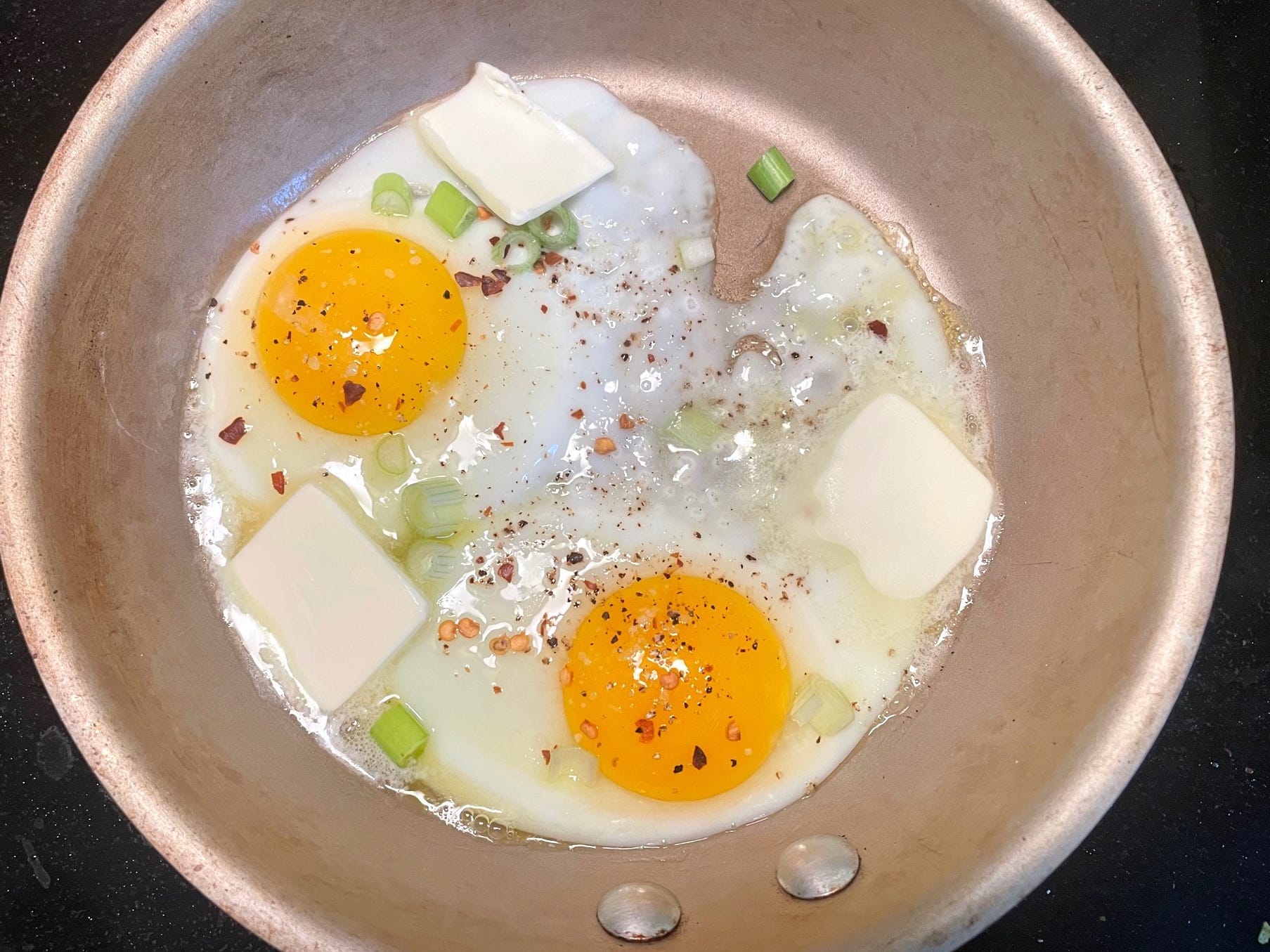 Butter on Gordon Ramsay's fried eggs