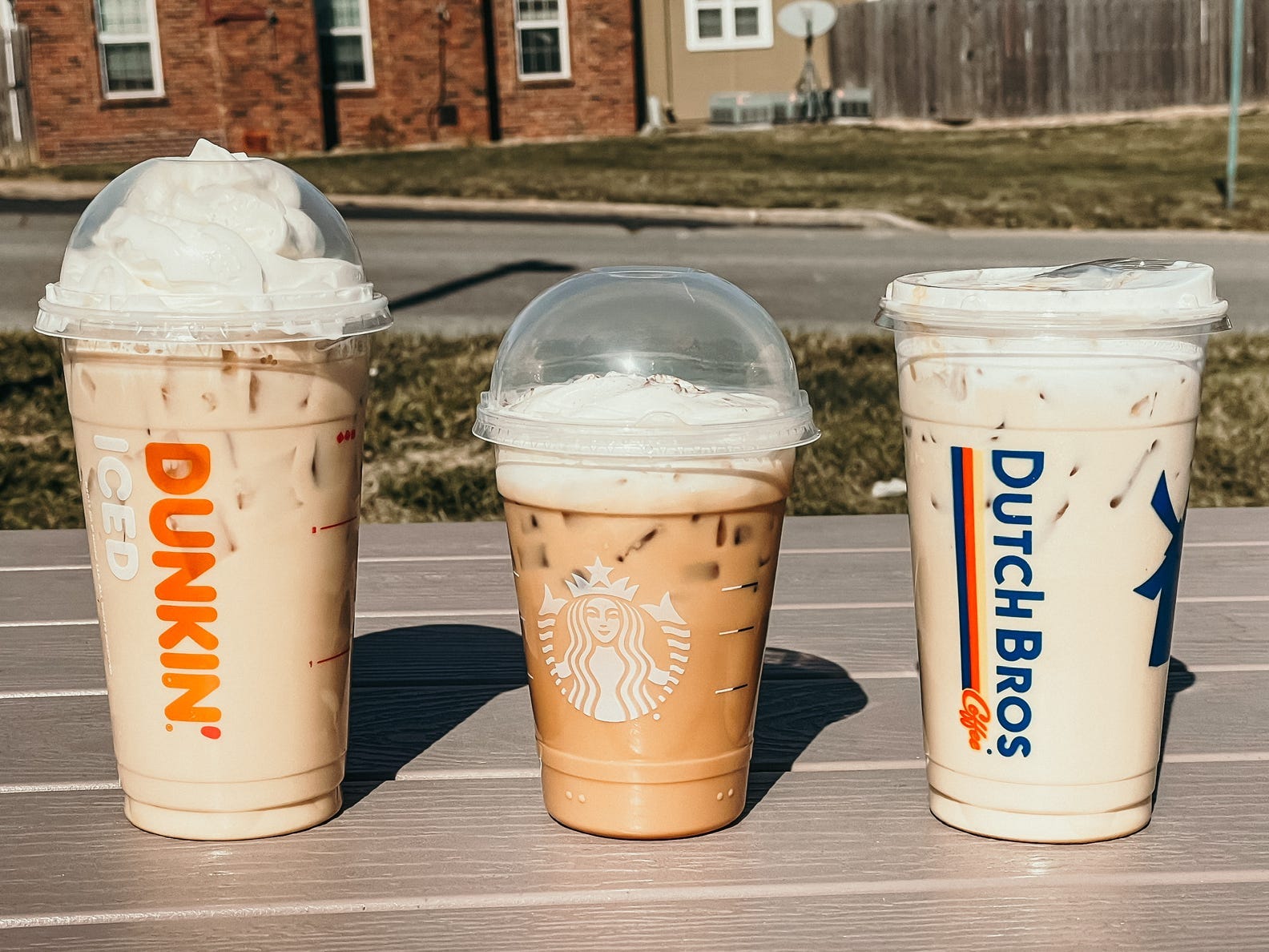 pumpkin drinks from dunkin' starbucks, and dutch bros