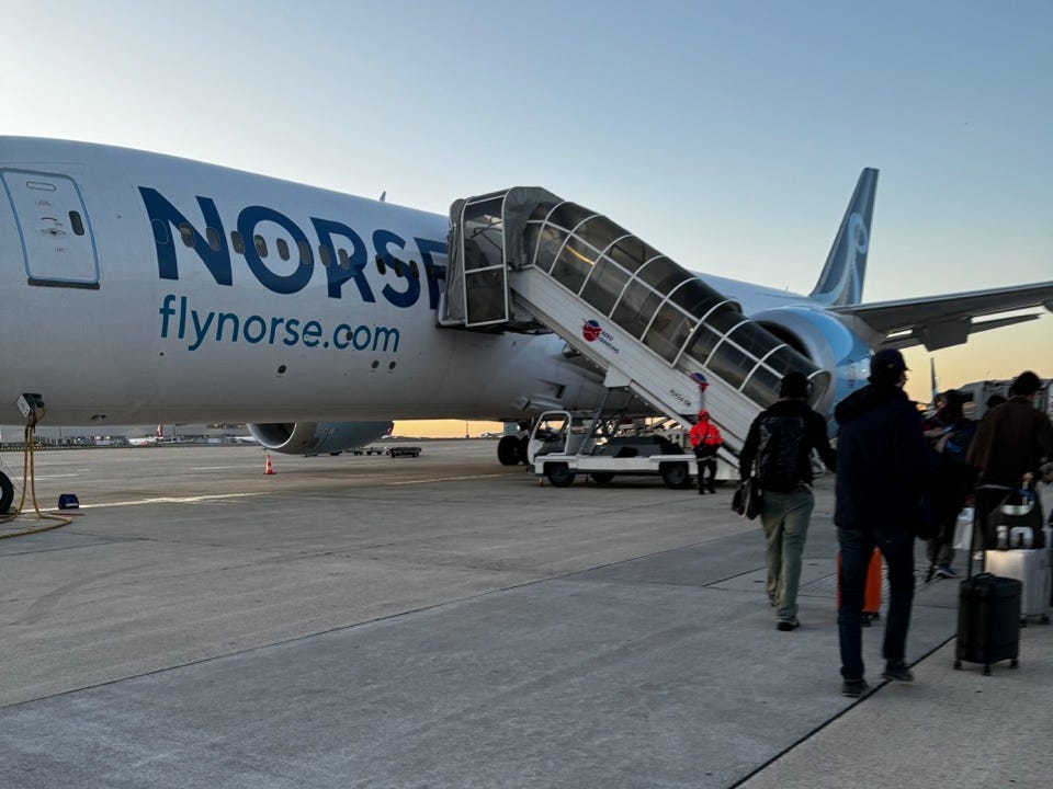 People boarding Norse Airways flight