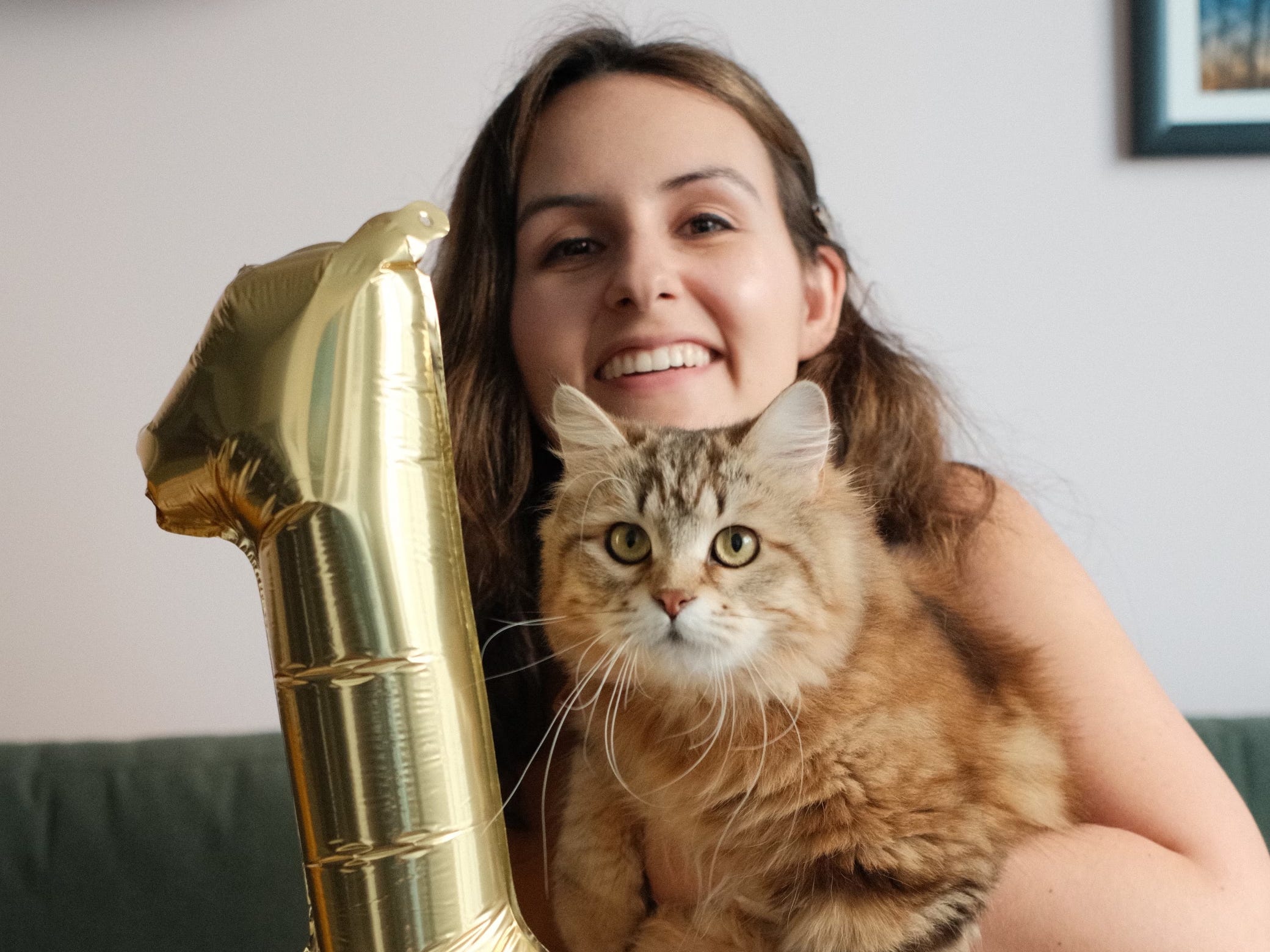 Woman holding cat