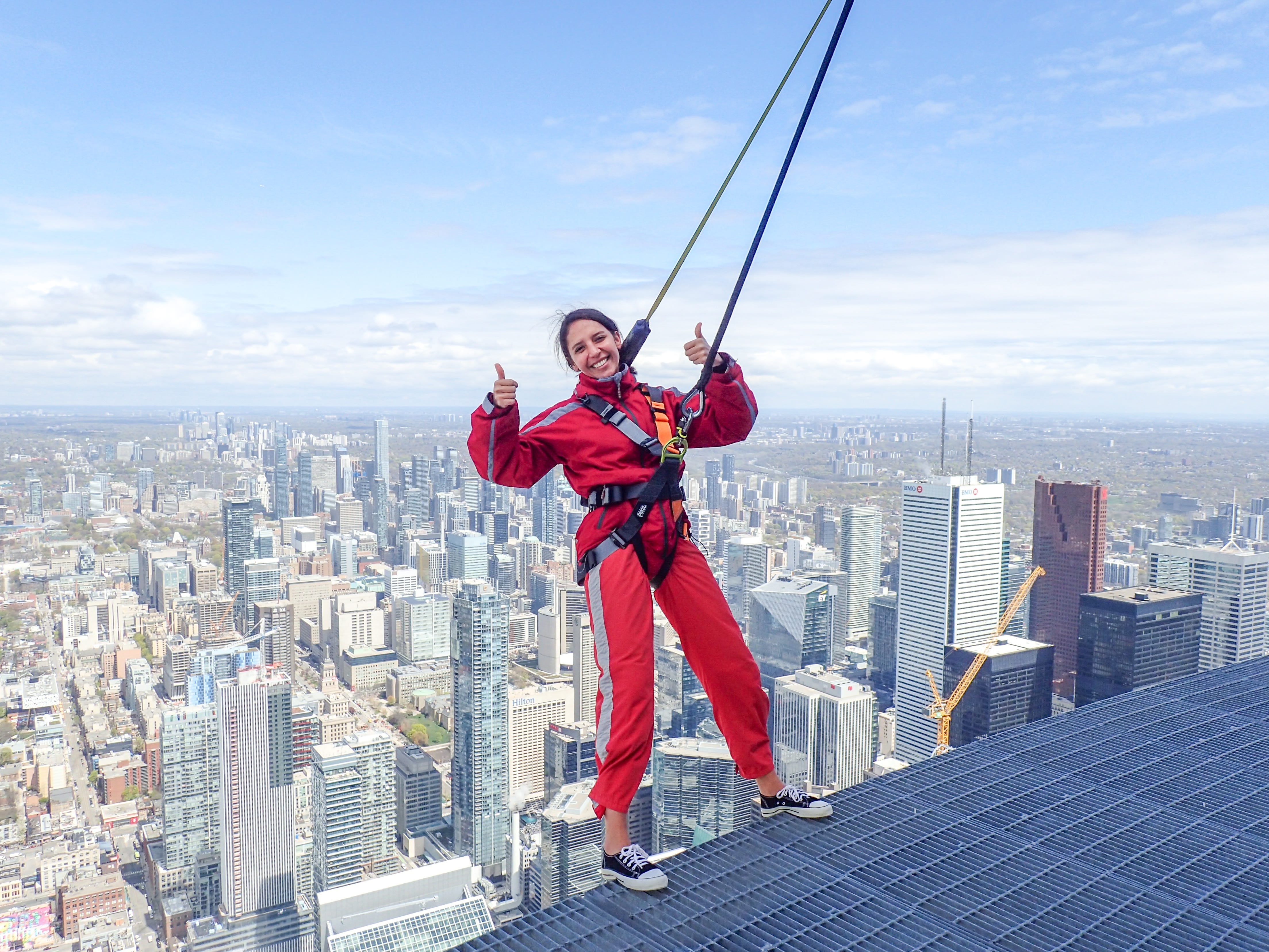 Latifah posing on a edge walk in toronto canada