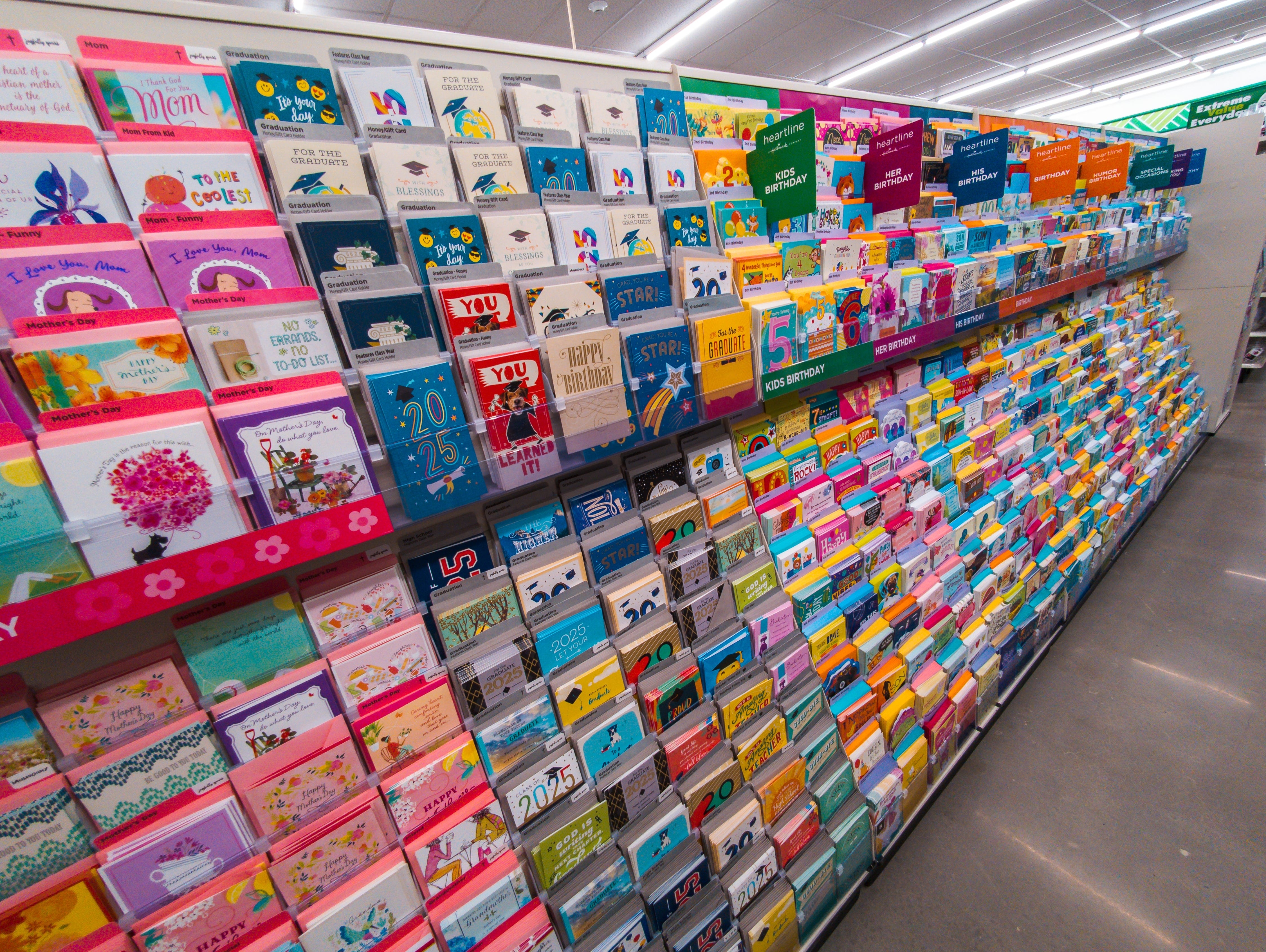 Aisle of greeting cards in store