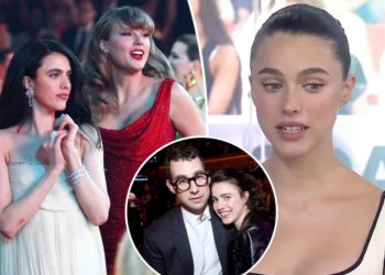 Jack Antonoff’s wife, Margaret Qualley, awkwardly reacts to question about Taylor Swift’s new album