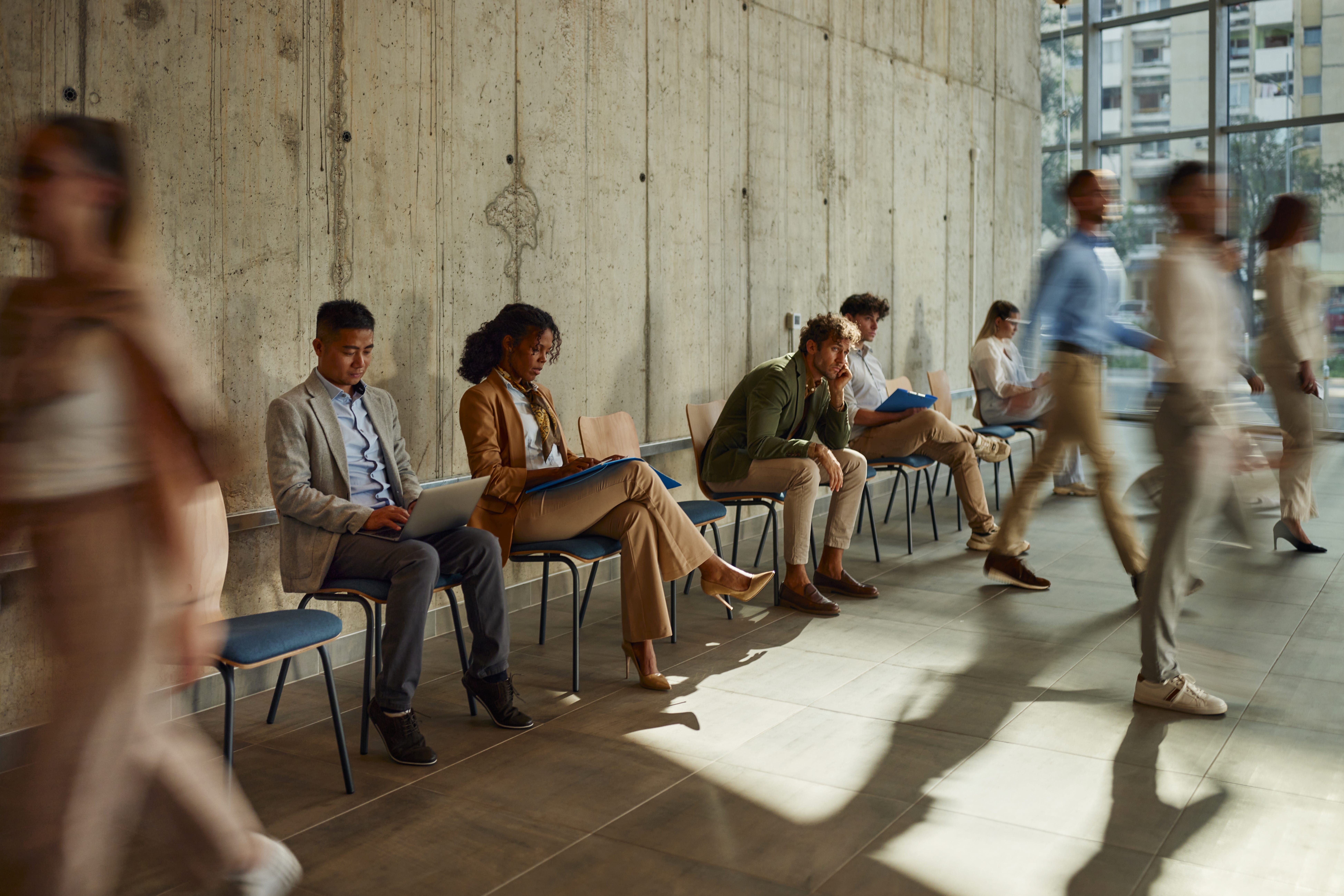 People in office building