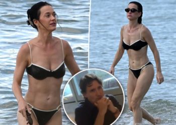 Katy Perry flaunts her chiseled abs in a black bikini after Justin Trudeau romance ‘cooled off’
