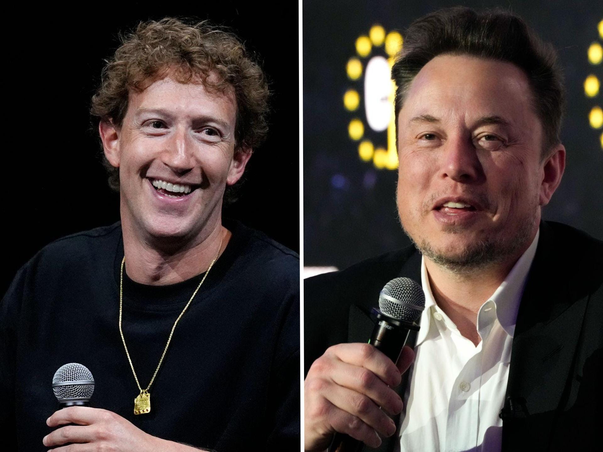 Mark Zuckerberg and Elon Musk are pictured