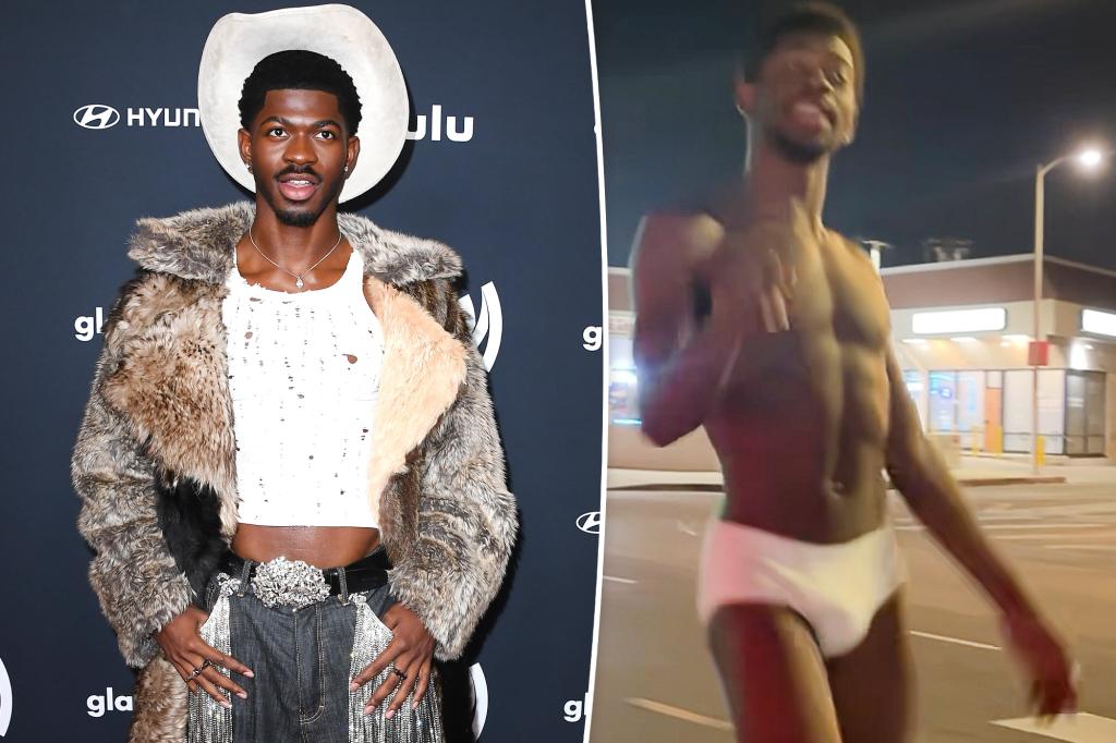 Lil Nas X ditches shirt while waltzing through LA hotel hours before nearly nude hospitalization, arrest