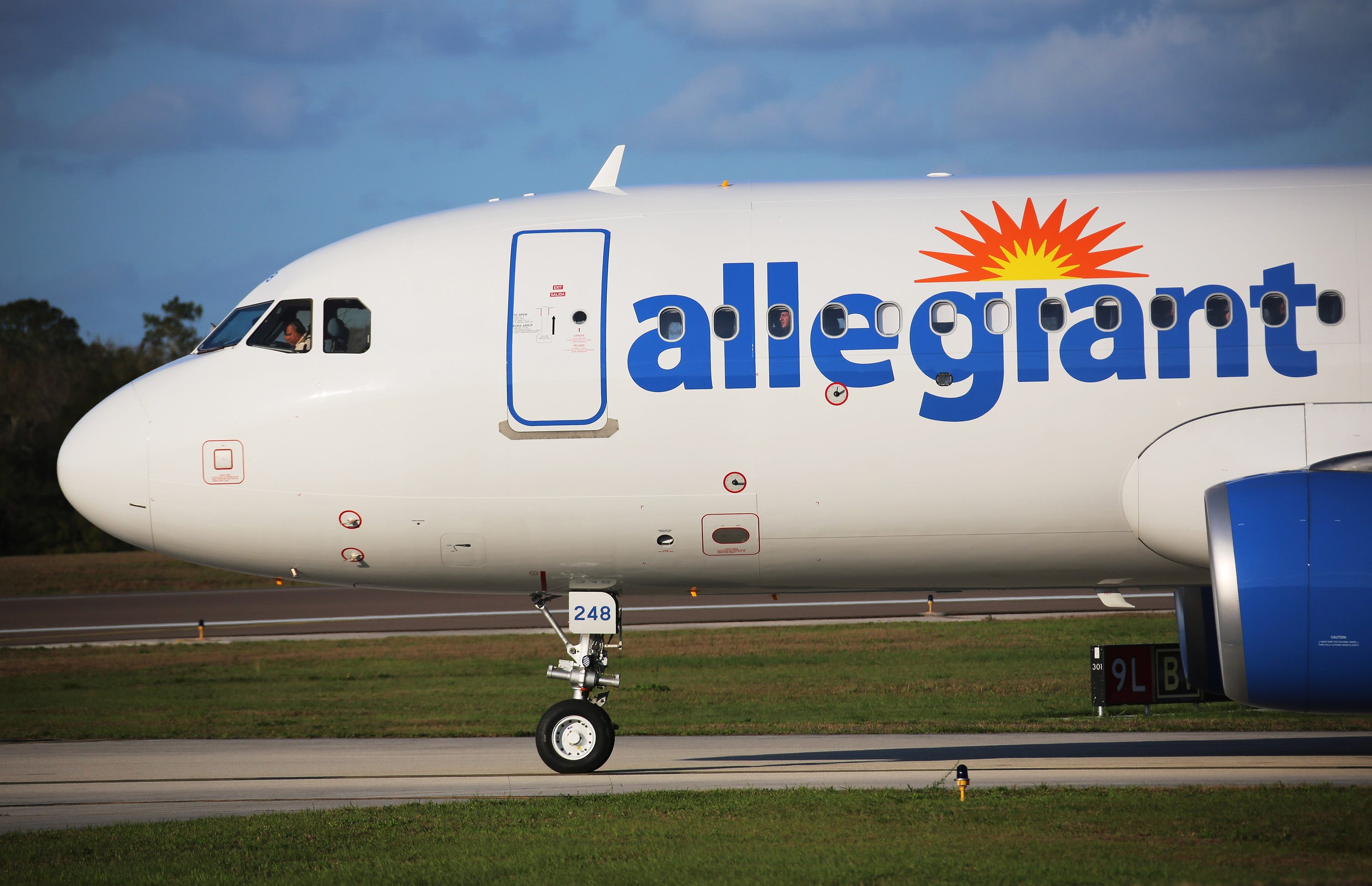 An Allegient airlines Airbus A320-214 at the Orlando Sanford airport on Feb. 21, 2018.