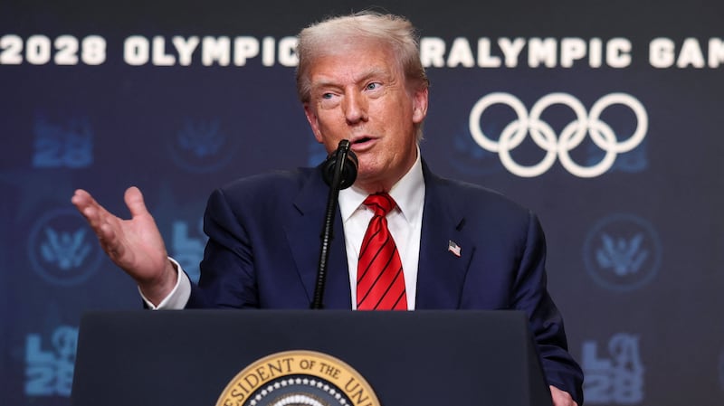 President Donald Trump flubbed the name of Homeland Security Secretary Kristi Noem while delivering remarks before signing an executive order on August 5 to create a White House Olympics task force to handle security and other issues related to the LA 2028 summer Olympic games.