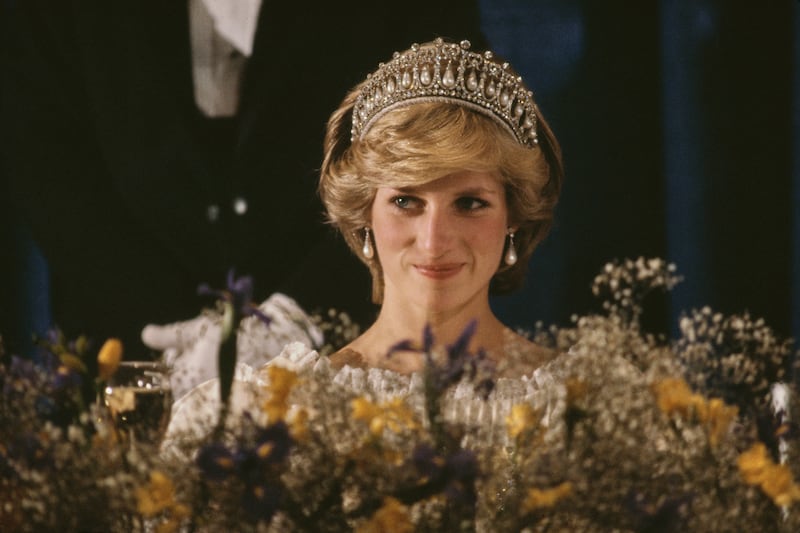 Diana, Princess of Wales (1961 - 1997) attends a banquet in Nova Scotia, Canada, wearing the Queen Mary tiara, 15th June 1983.
