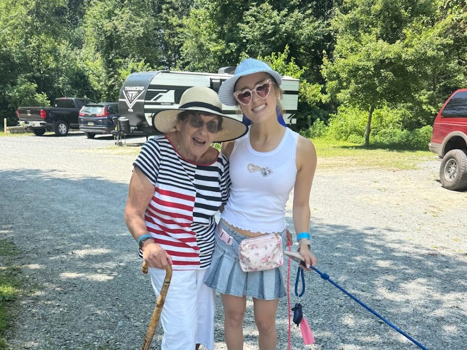 The writer and her grandmother on a camping trip in Pennsylvania.