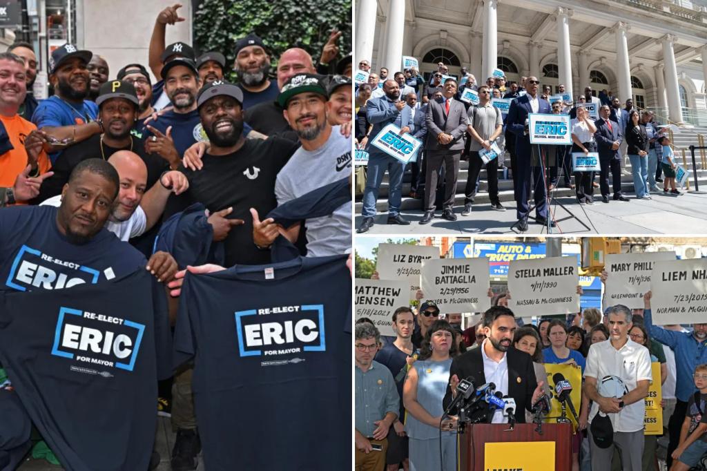 NYC Mayor Adams rallies with sanitation union as he takes shot at election frontrunner Zohran Mamdani