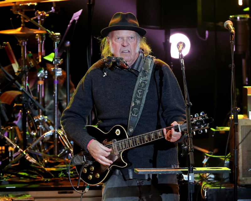 LOS ANGELES, CALIFORNIA - APRIL 26: Neil Young performs onstage at Light Up the Blues 7 Concert Celebrating Autism Speaks' 20th Anniversary at The Greek Theatre on April 26, 2025 in Los Angeles, California. (Photo by Kevin Winter/Getty Images)
