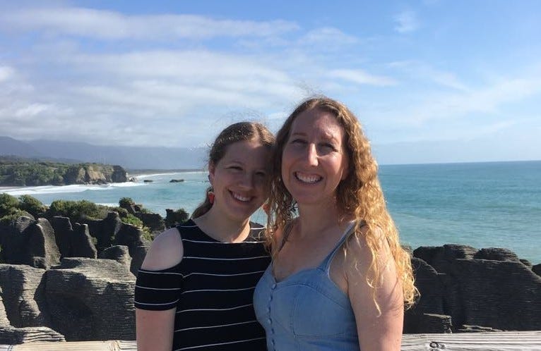 The author and teenage daughter
