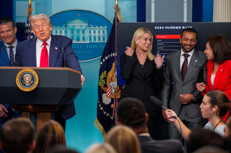 President Donald Trump speaks during a news conference in the James S. Brady Press Briefing Room of the White House on August 11, 2025 in Washington, D.C.