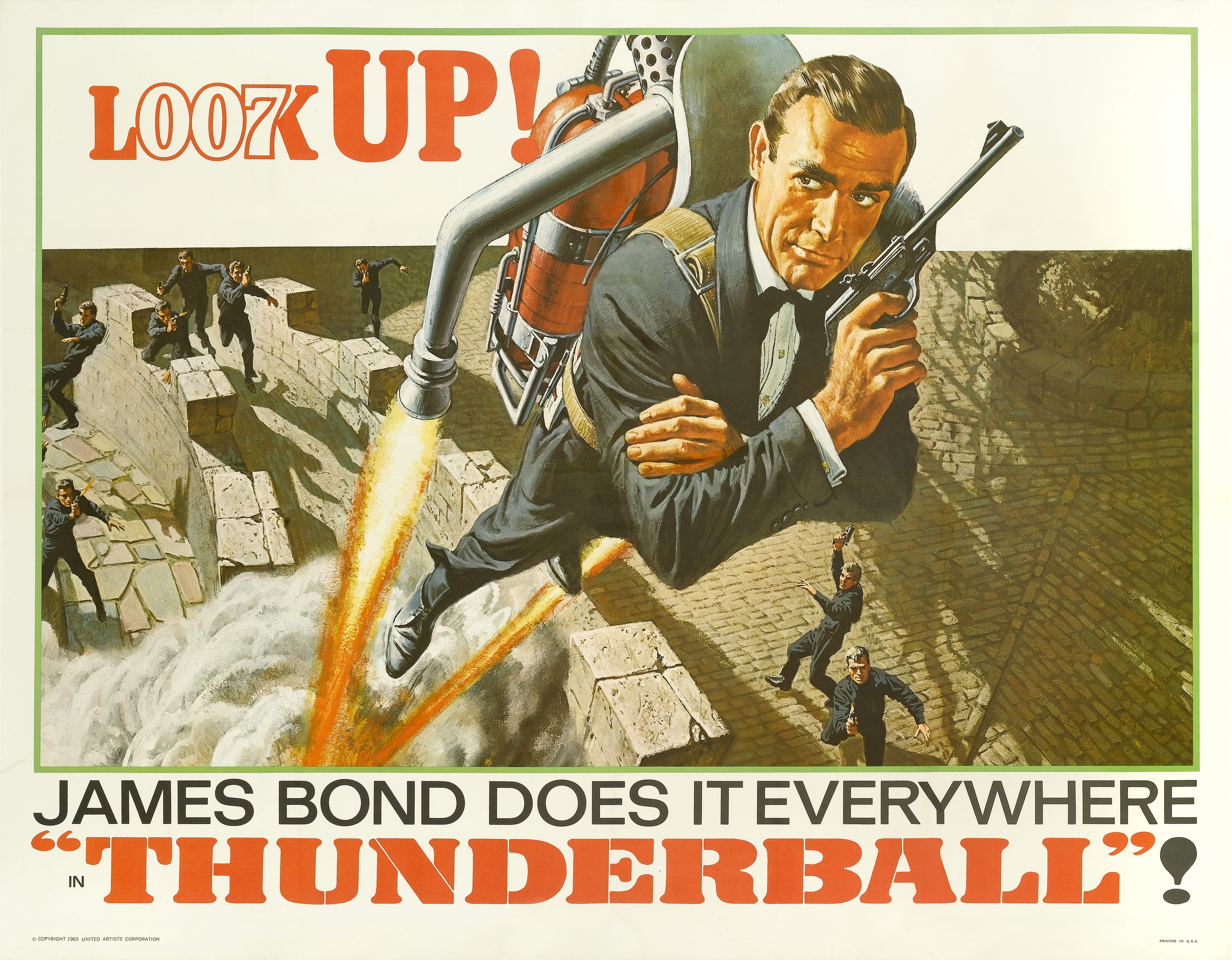 A poster for the 1965 James Bond film "Thunderball," starring Sean Connery.