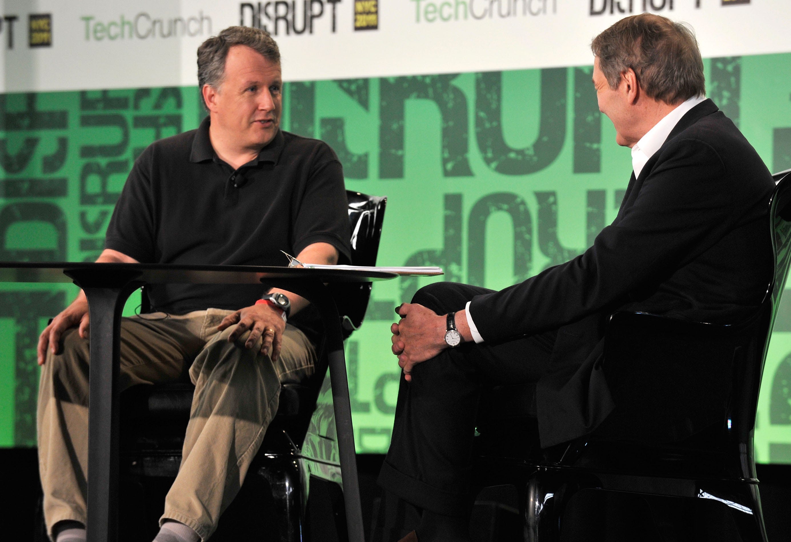 Paul Graham is pictured in conversation with Charlie Rose.
