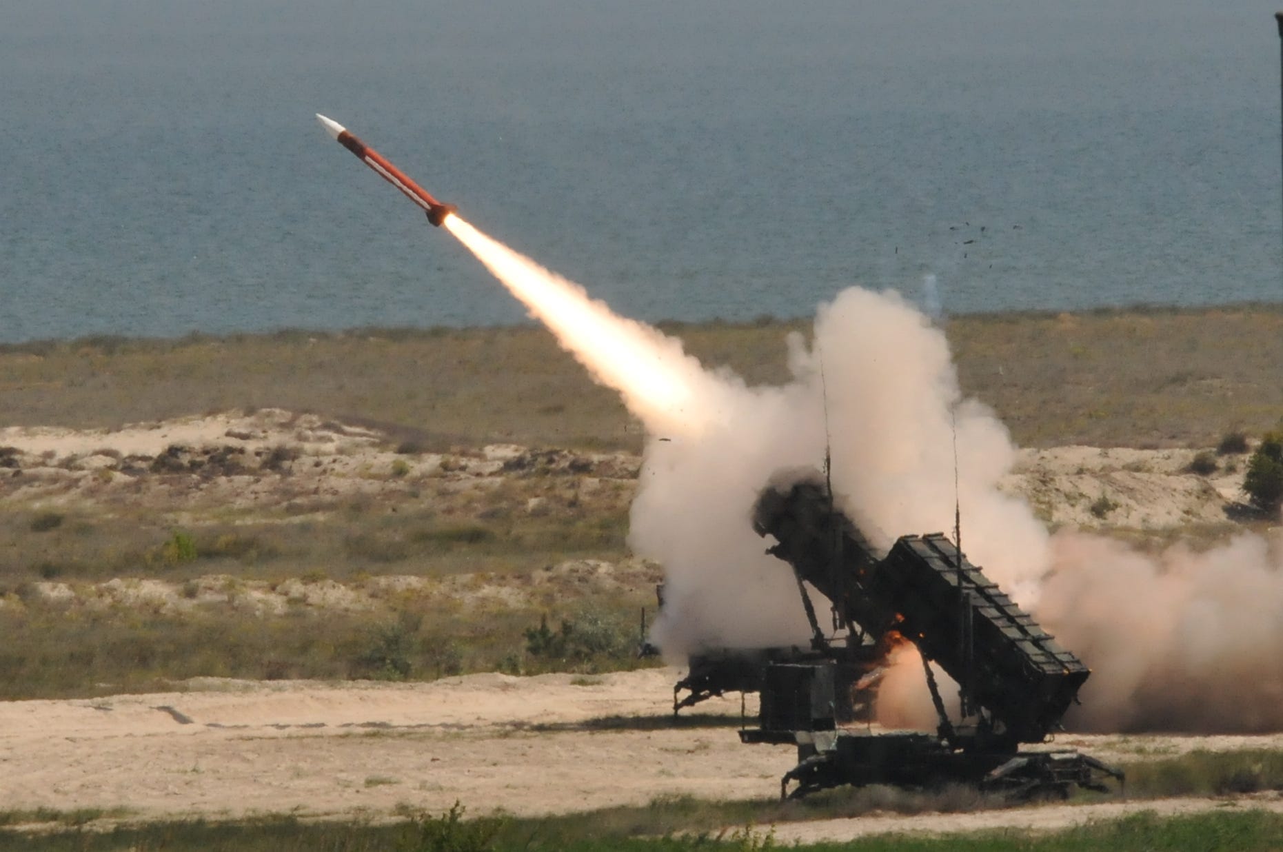 A Patriot missile system fires at a live-fire missile range near Capu Midia, Romania, Jun. 19, 2019 during exercise Shabla 19.