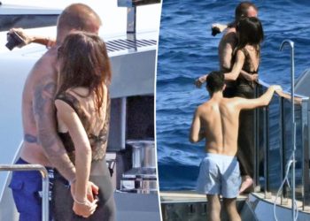 Shirtless David Beckham grabs handful of Victoria’s butt during Italian yacht trip with kids