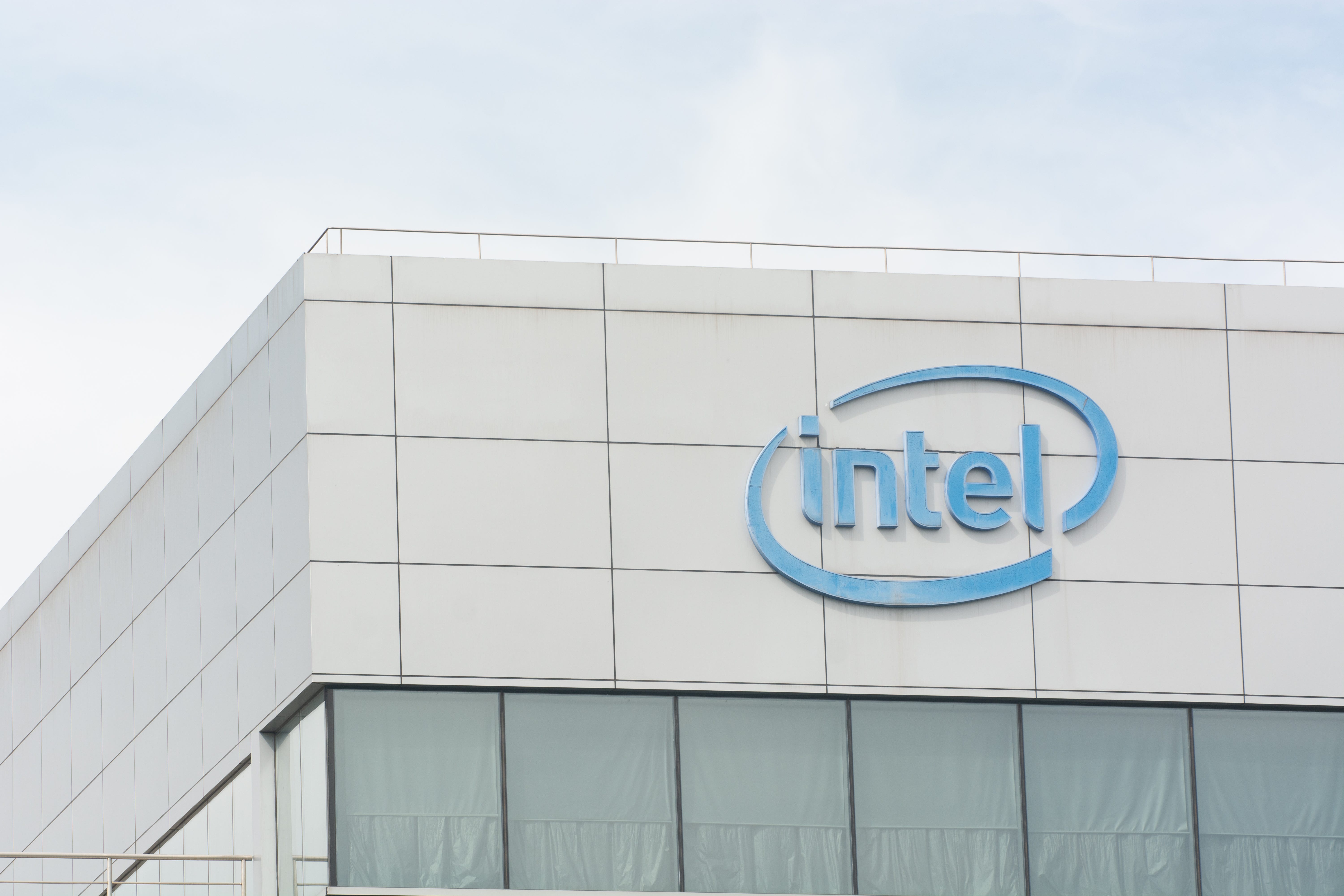 Intel sign on building
