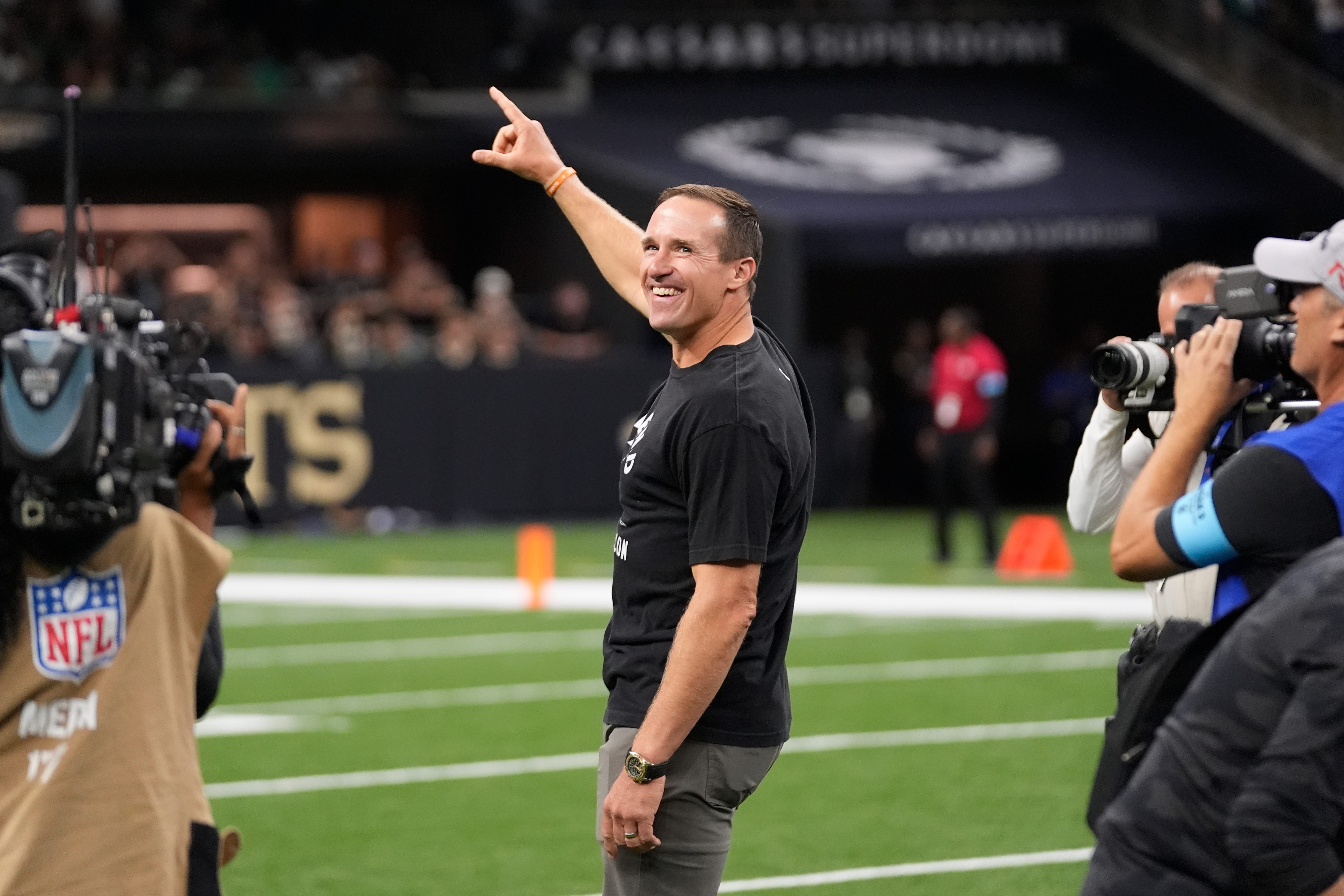 Drew Brees at New Orleans Saints halftime ceremony