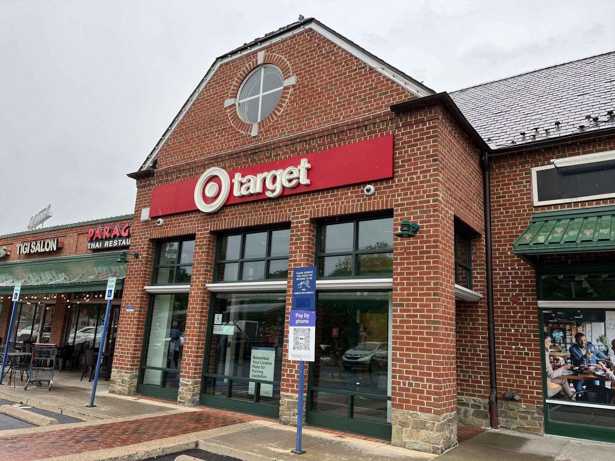 The entrance to a Target store in Washington DC's Cleveland Park neighborhood on an overcast day