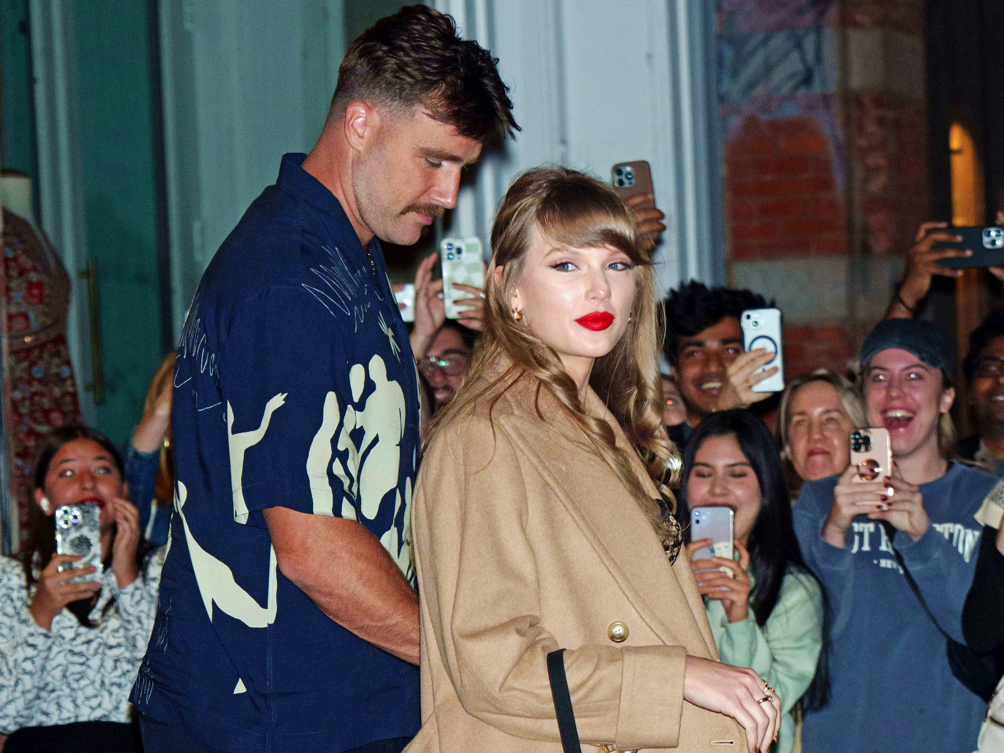 Travis Kelce and Taylor Swift photographed together in New York City.