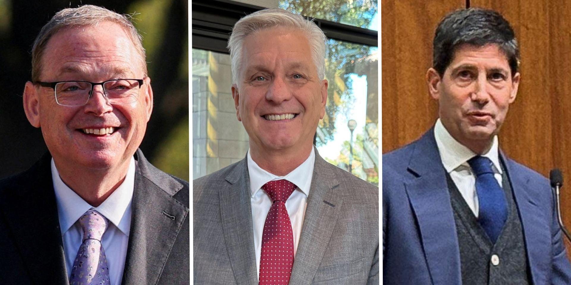 A composite image of Kevin Hassett, Christopher Waller, and Kevin Warsh
