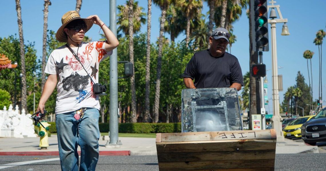 The Chicano artist melting ice blocks in Riverside has a bigger story to tell