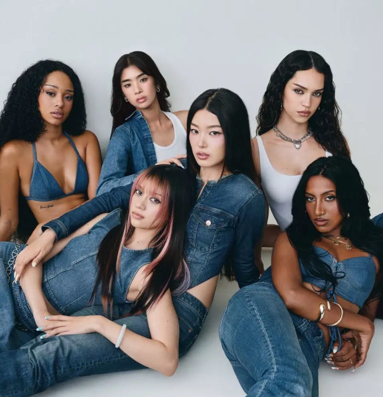 girl group KATSEYE in their gap clothing