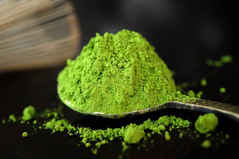 Matcha, a vibrant green tea ground into powder.