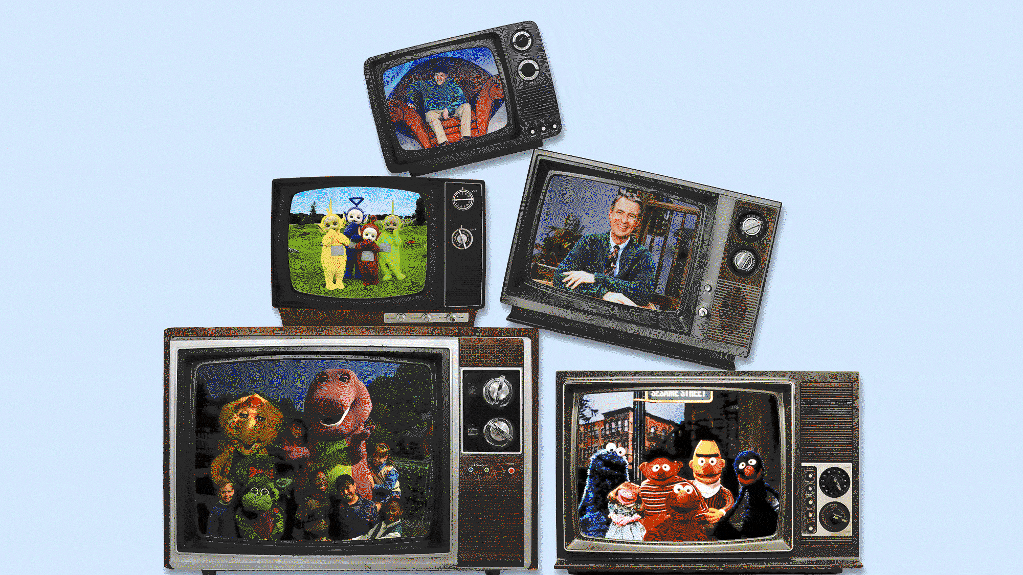 Illustration of televisions featuring kids' television shows