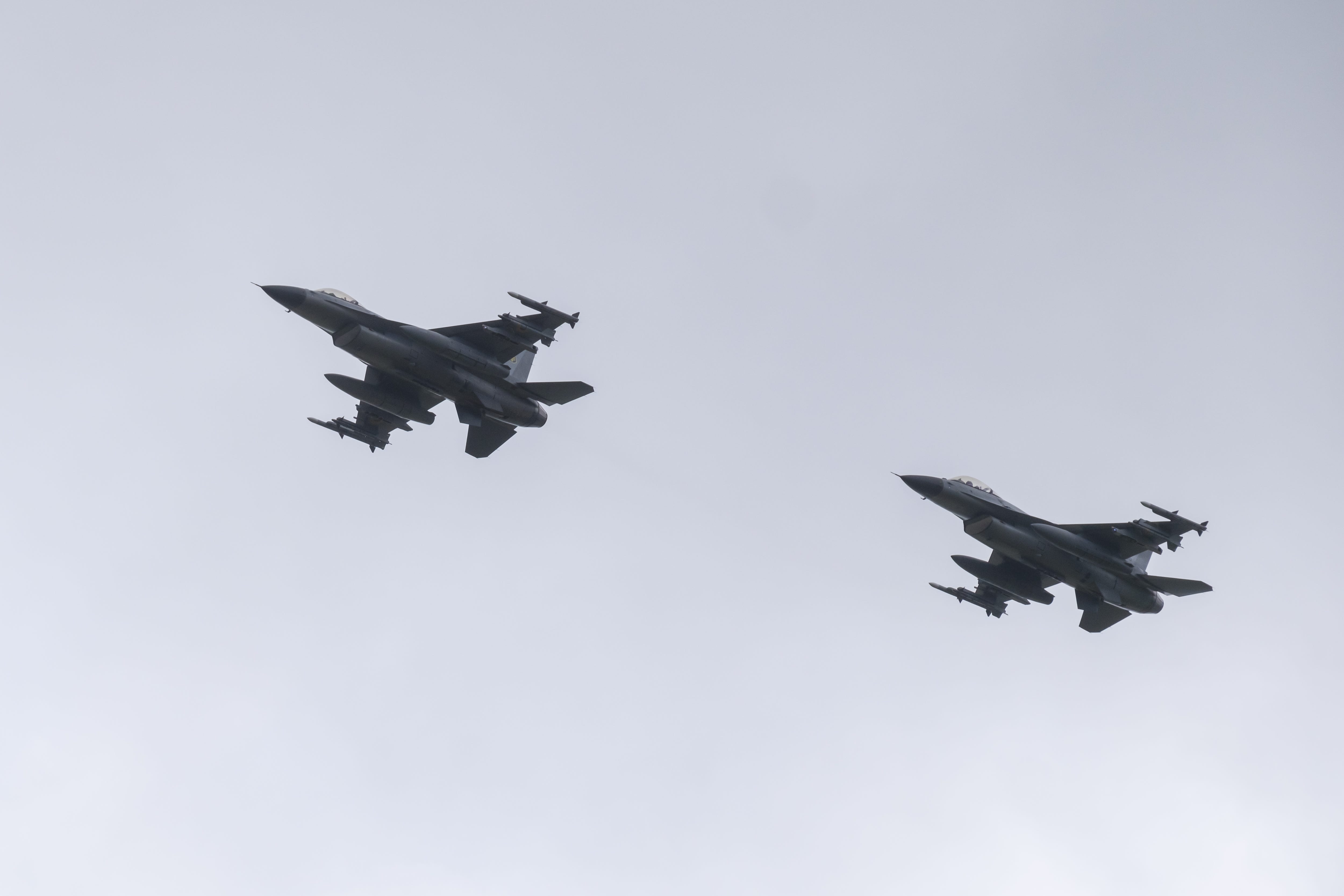 F-16s are seen flying over the Ukraine sky.