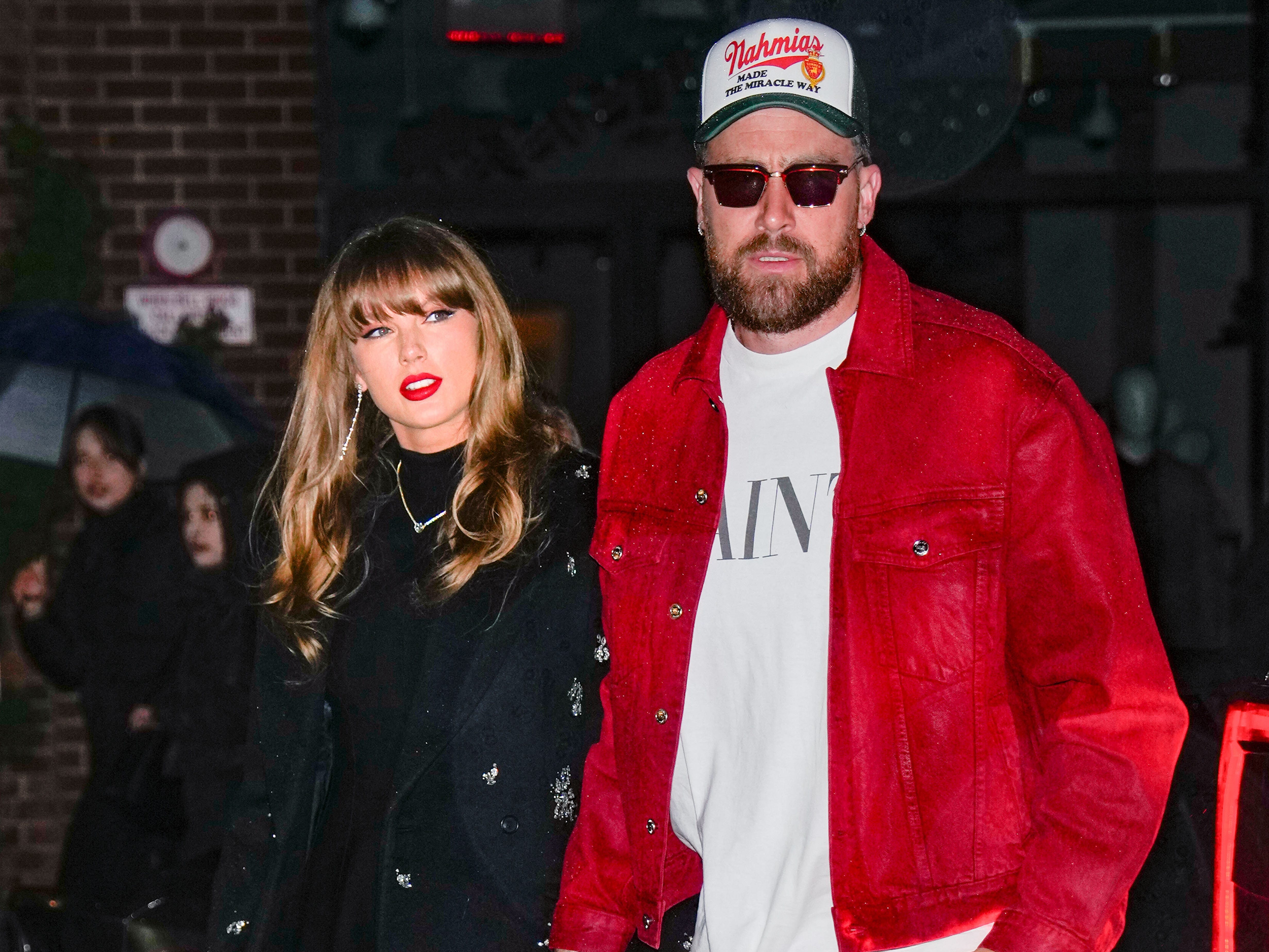 Taylor Swift and Travis Kelce photographed in New York City.
