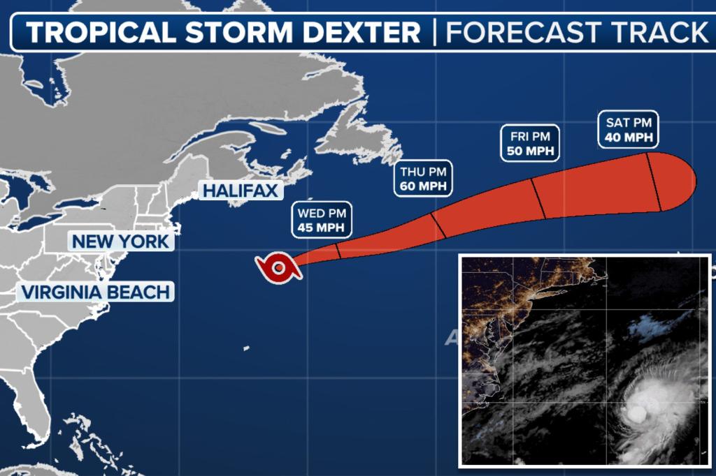 Tropical Storm Dexter weakens off East Coast but could restrengthen as it pulls away from US