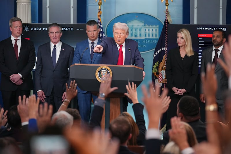 President Donald Trump calls on reporters during a press conference on August 11, 2025 where he admitted his Friday meeting with Russian President Vladimir Putin was just a "feel out" sit-down and downplayed expectations for a ceasefire deal.