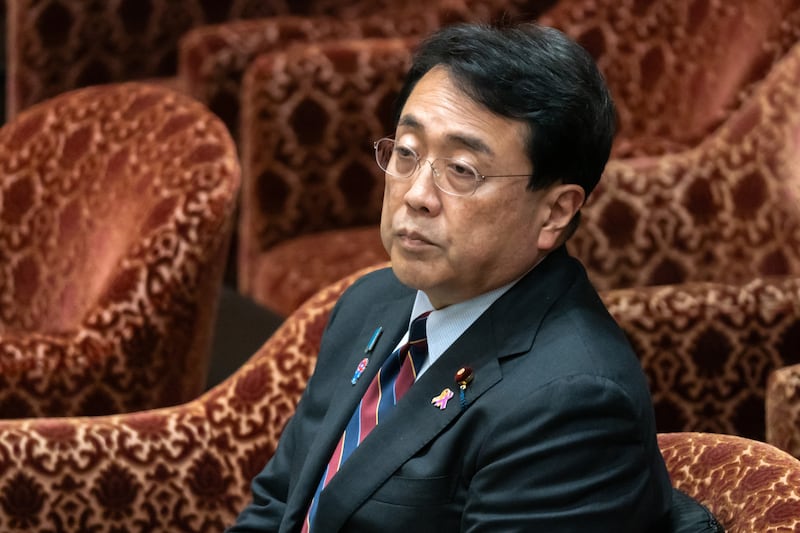 Japan's Minister in charge of Economic Revitalization Ryosei Akazawa attends a budget committee meeting of an extraordinary session at the Lower House of the Diet on August 4 in Tokyo, Japan.