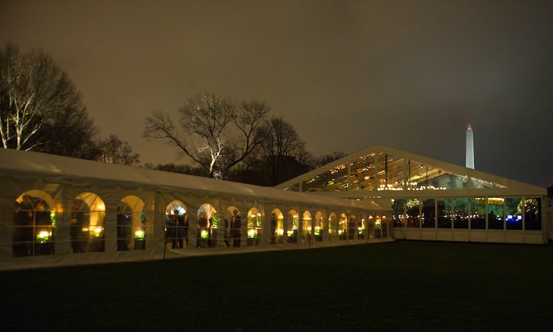 The South Lawn of the White House on November 24, 2009 where President Barack Obama hosted his Indian Prime Minister Manmohan Singh for the first official State Dinner of Obama's administration.