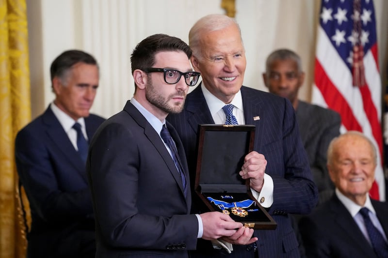 Alex Soros received the Presidential Medal of Freedom from U.S. President Joe Biden on behalf of his father George Soros during a ceremony at the White House on January 4, 2025.