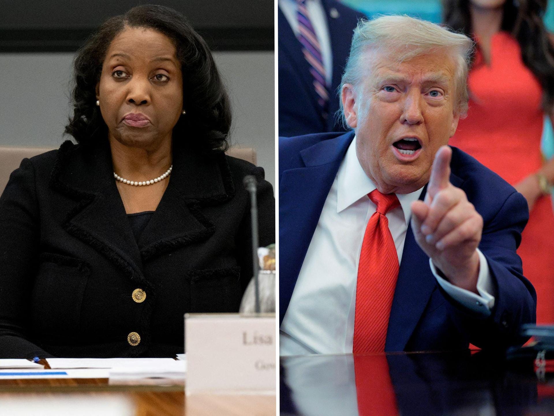 lisa cook (left) and donald trump (right)