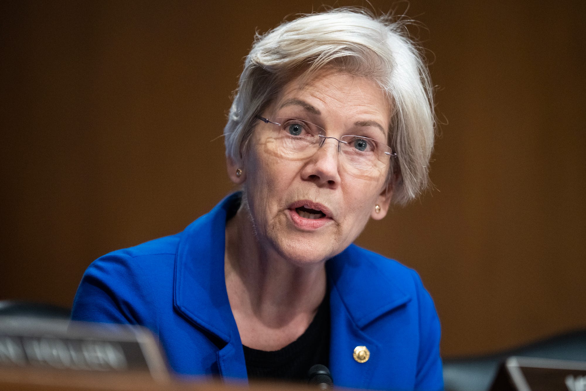 Democratic Sen. Elizabeth Warren of Massachusetts at a hearing on Capitol Hill on January 11, 2024.