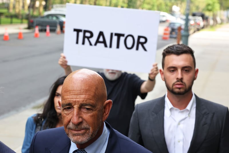 NEW YORK, NEW YORK - JULY 26: Thomas Barrack, a close adviser to former President Donald Trump and chair of his inaugural committee, arrives for a court appearance at the U.S. District Court of Eastern District of New York on July 26, 2021 in Downtown Brooklyn in New York City. Barrack was charged last week along with Matthew Grimes and Rashid Sultan Rashid Al Malik Alshahhi for alleged work between April 2016 and April 2018 acting as agents of the United Arab Emirates. The indictment also claims that Barrack attempted to influence foreign policy positions for then presidential candidate Donald Trump and the incoming Trump administration. (Photo by Michael M. Santiago/Getty Images)