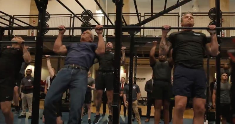 RFK Jr. does his exercise workout in jeans.