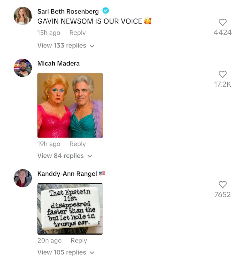 TikTok comments.