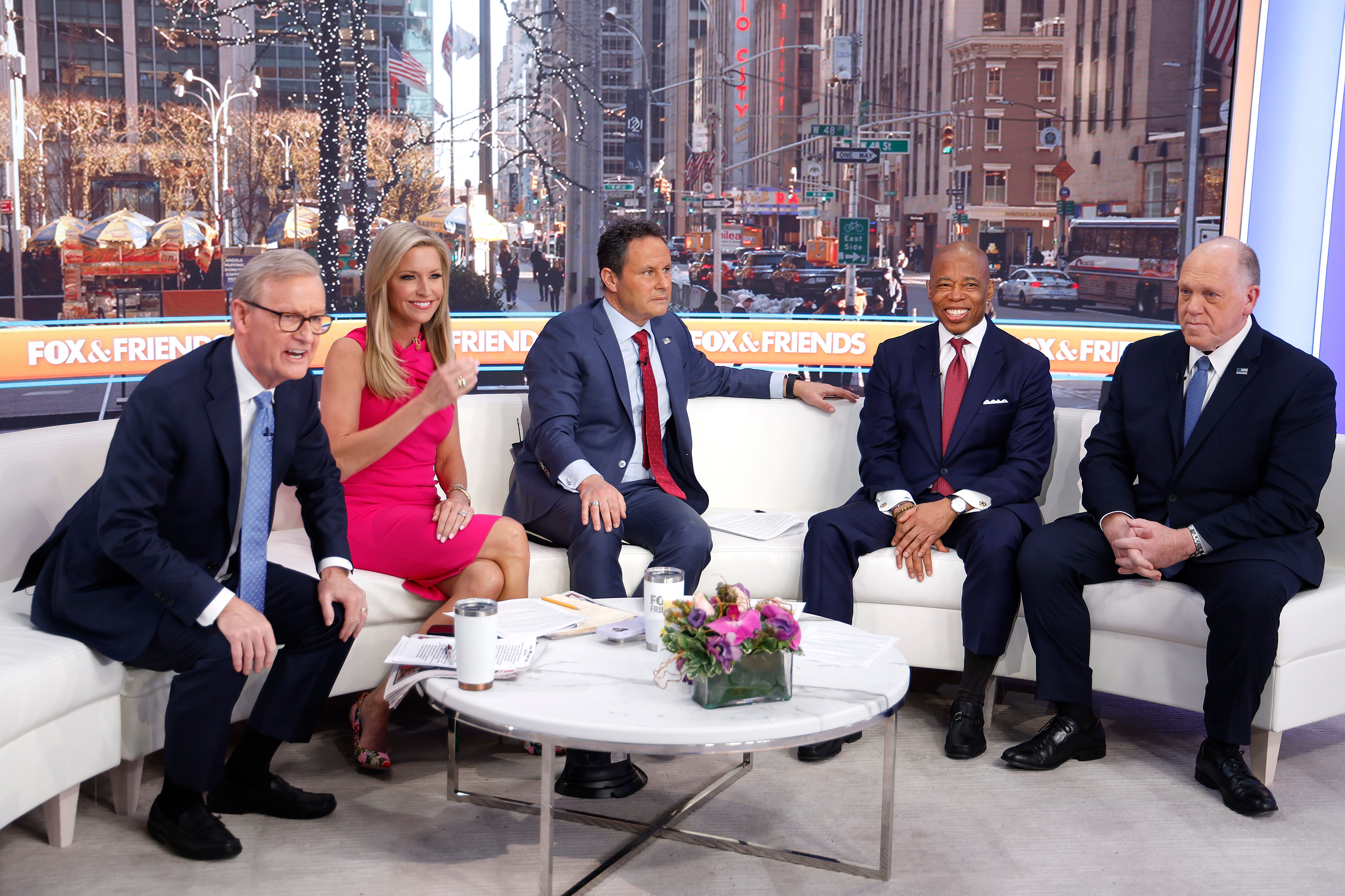 Fox News anchors Steve Doocy, Ainsley Earhardt and Brian Kilmeade interview New York City Mayor Eric Adams and Tom Homan,Director of U.S. Immigration and Customs Enforcement, February 2025